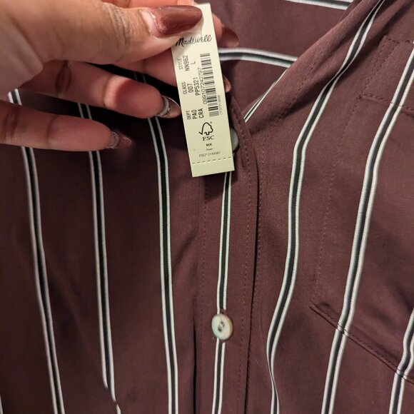 Madewell Oversize Satin Boyfriend Button-Up Shirt - Picture 6 of 9